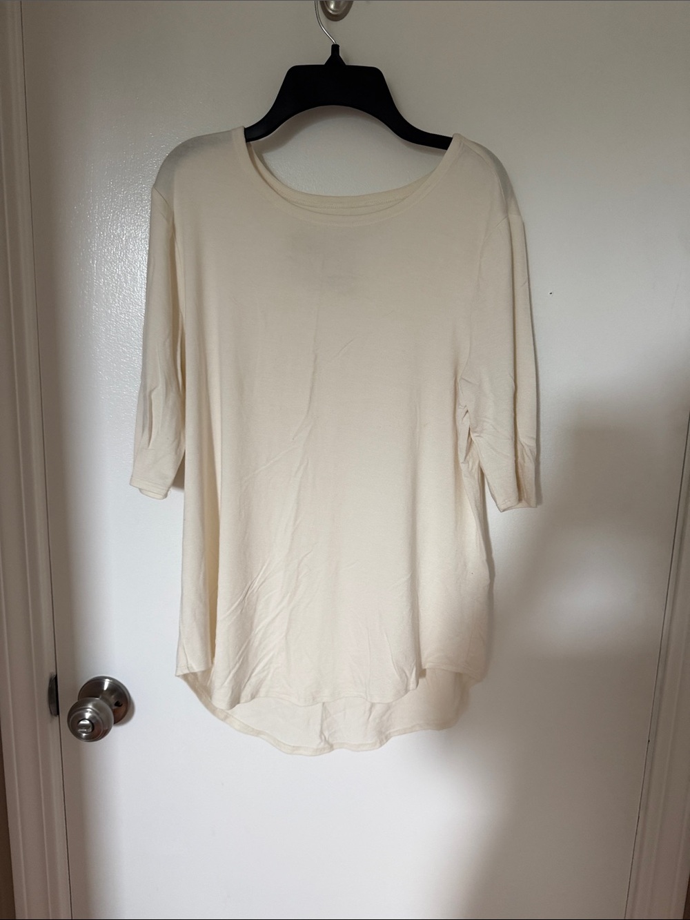 Cupio Light Ivory Scoop Neck Tunic Top